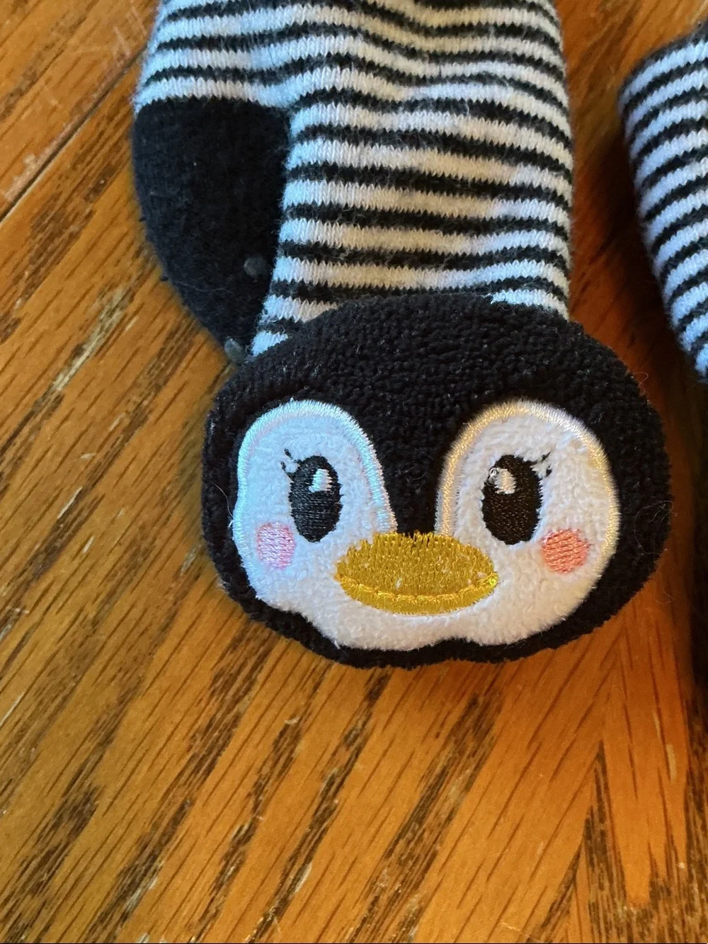 Baby Penguin Rattle Socks in Black & White